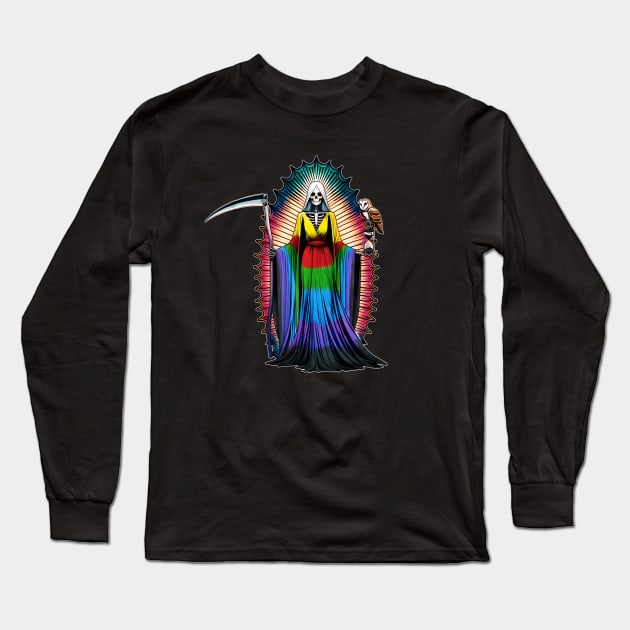 Santa Muerte of the Seven Powers - Santa Muerte de las Siete Potencias Long Sleeve T-Shirt by tracydixon